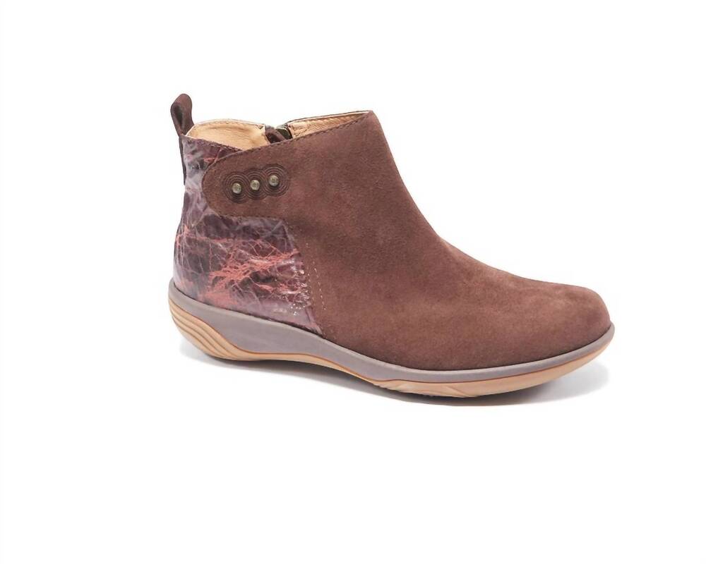 NEW HALSA FOOTWEAR women's althea ankle bootie in dark brown